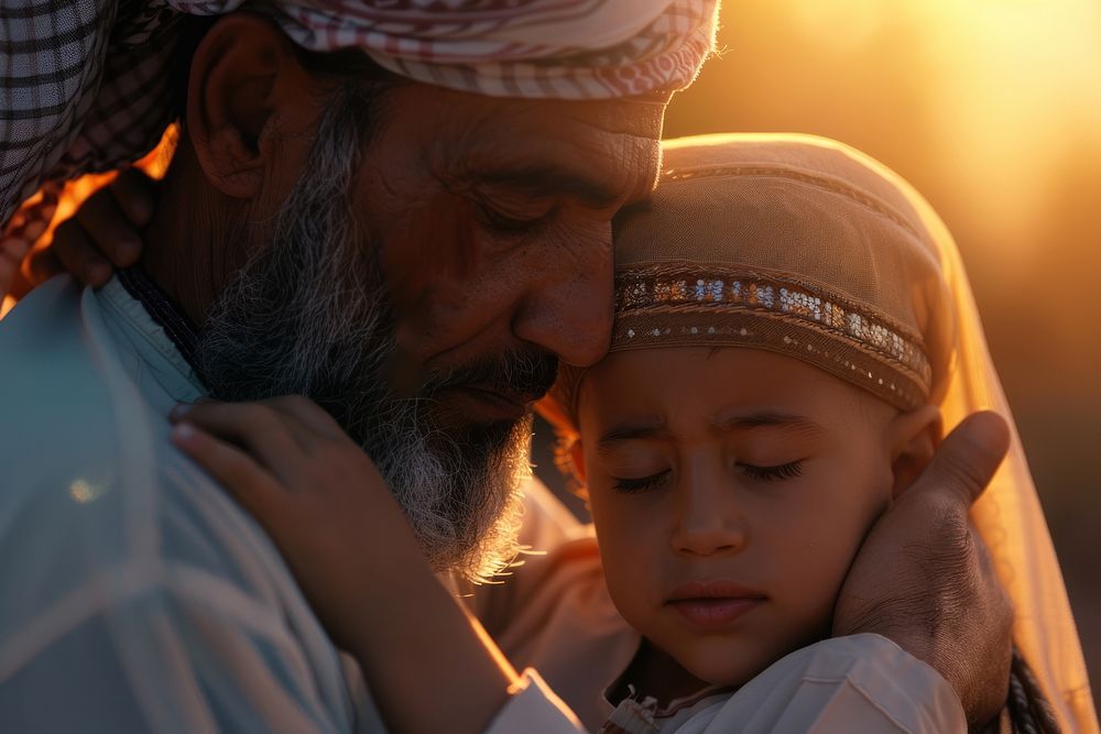 Ramadan muslim the father and child portrait adult togetherness.