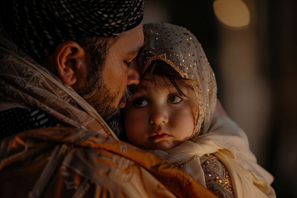 Ramadan muslim the father and child portrait adult baby.