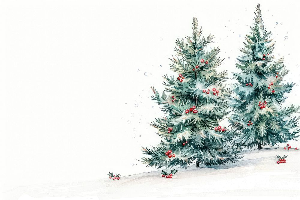 Christmas tree illustration border plant white celebration.