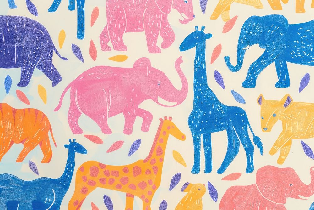 Wild animals pattern art backgrounds elephant.