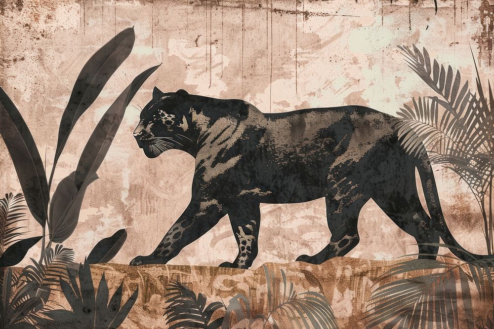 Forests background wildlife drawing panther.