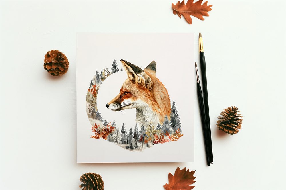 Nature background fox art drawing.