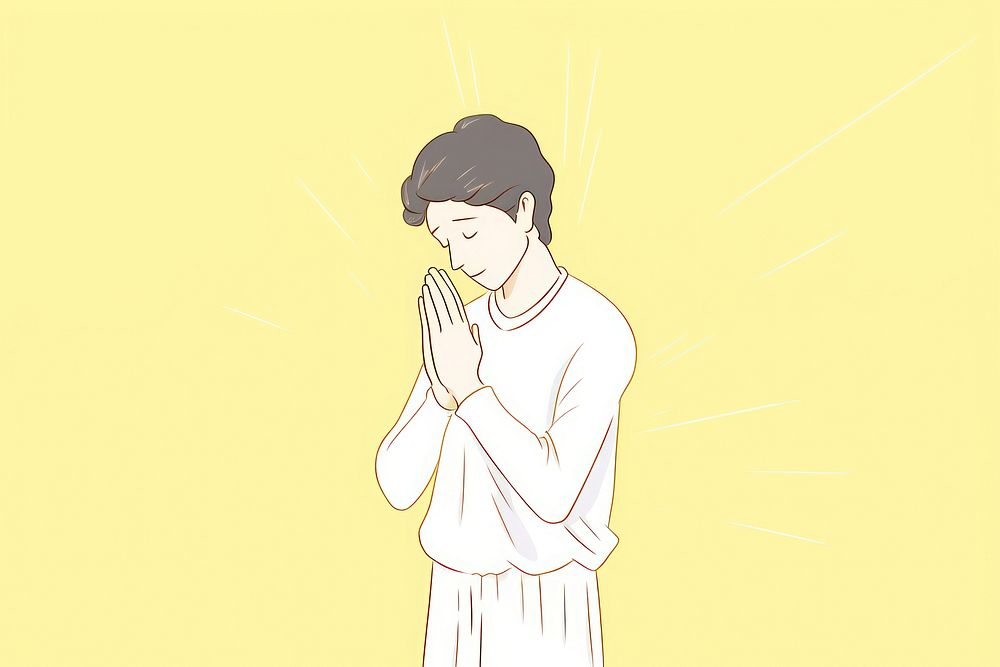 Praying person cartoon sketch adult.