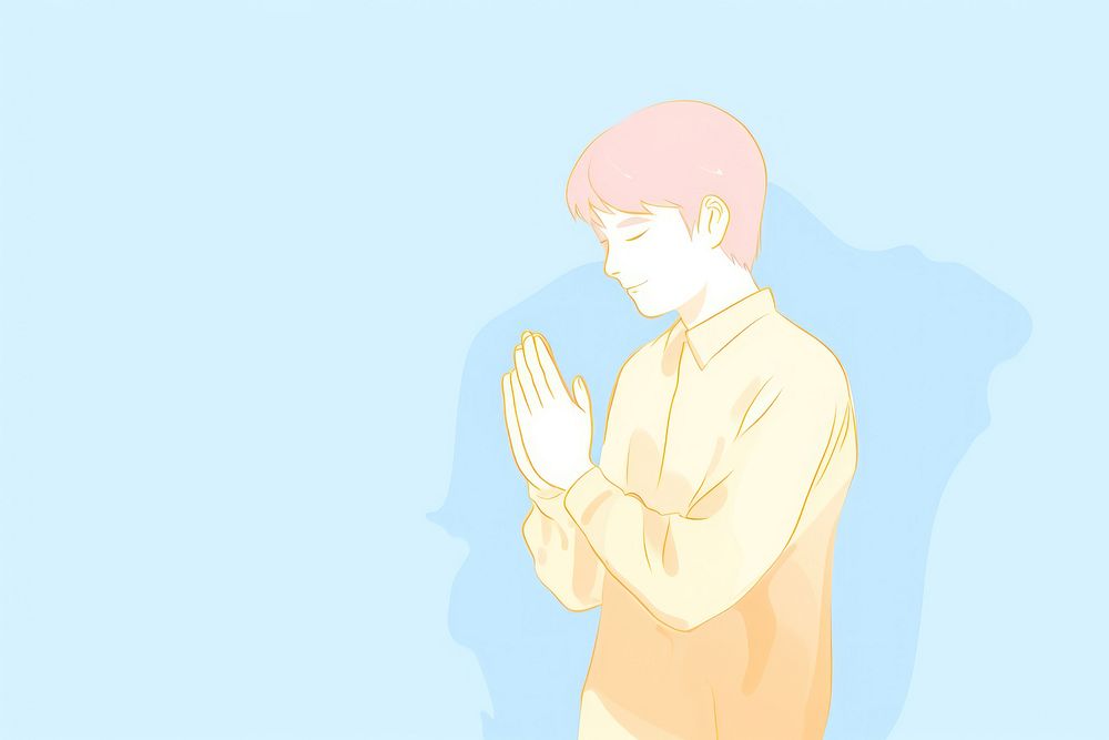 Praying person cartoon adult spirituality.