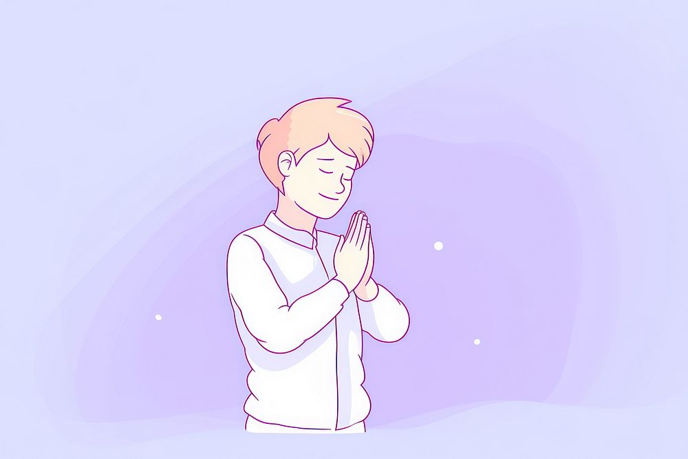 Praying person cartoon sketch illustrated.