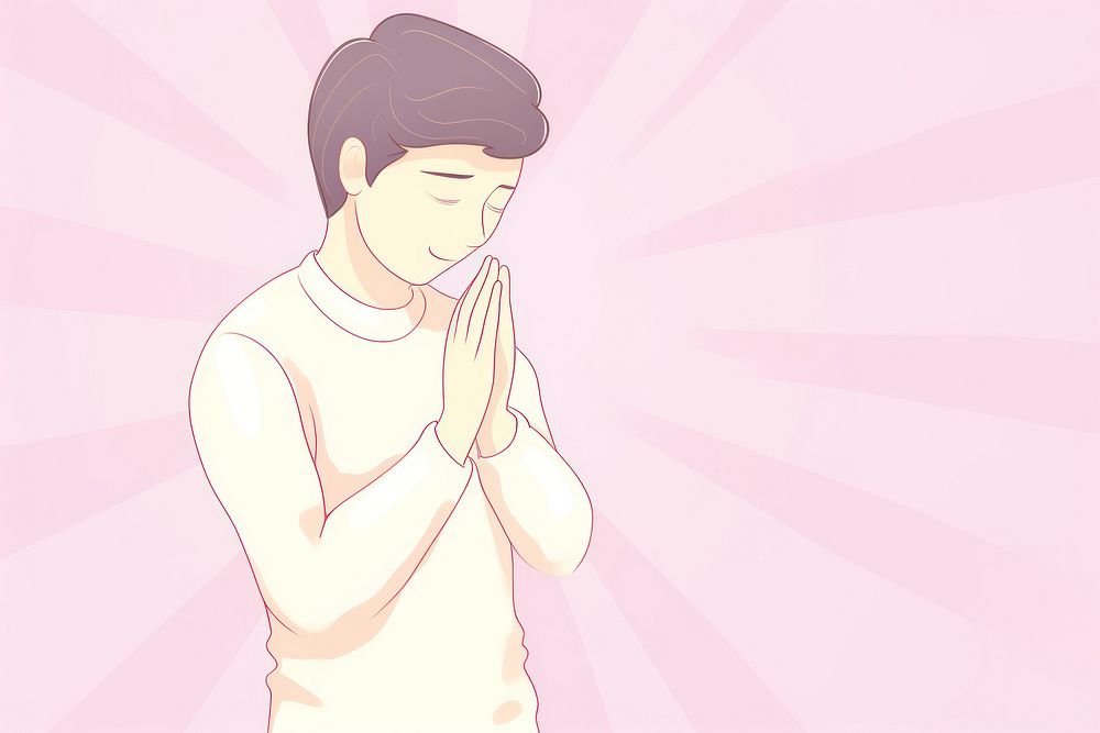 Praying person cartoon spirituality illustrated.