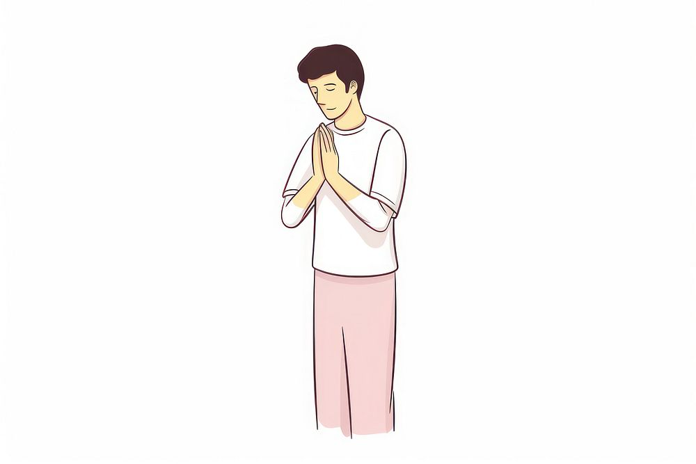 Praying person cartoon hand spirituality.