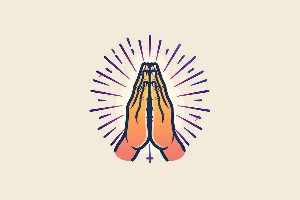Hands praying logo creativity cartoon.