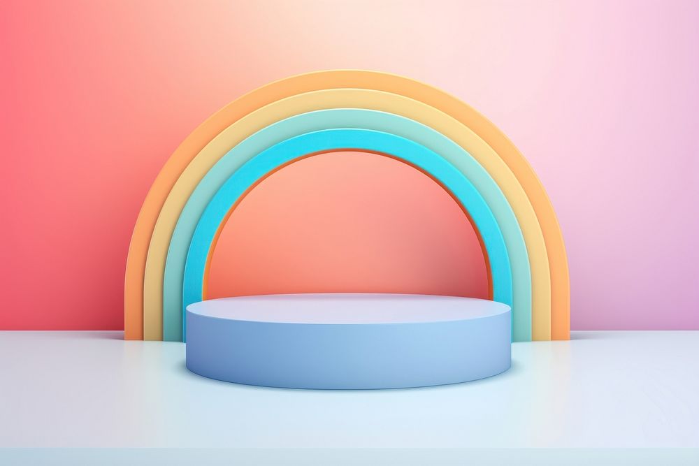 Rainbow with Podium Mockup art architecture spectrum.