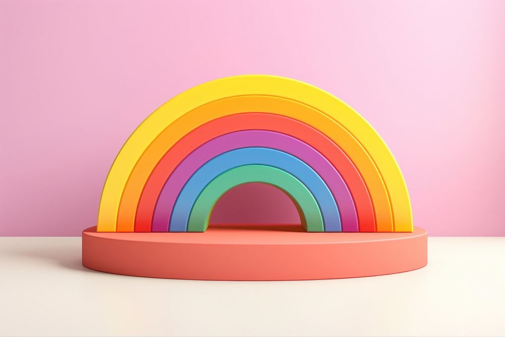 Rainbow with Podium Mockup art spectrum graphics.