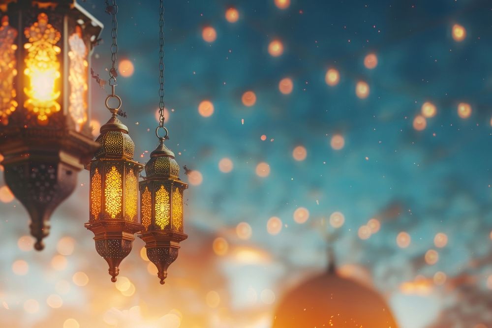 Modern Ramadan Kareem lighting lantern spirituality.