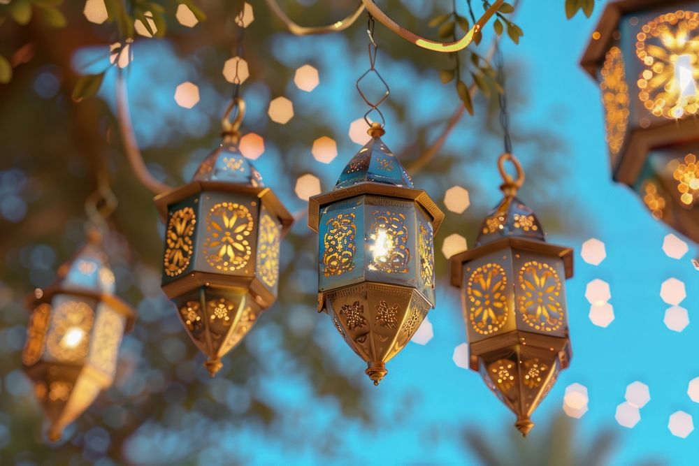 Modern Ramadan Kareem chandelier christmas architecture.