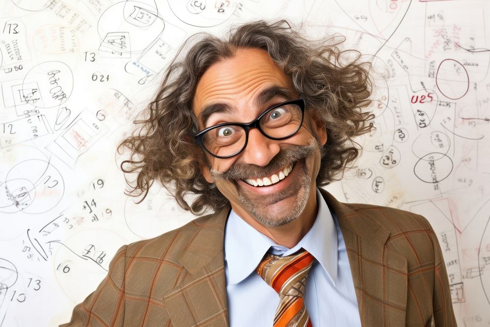 Math teacher glasses adult smile.