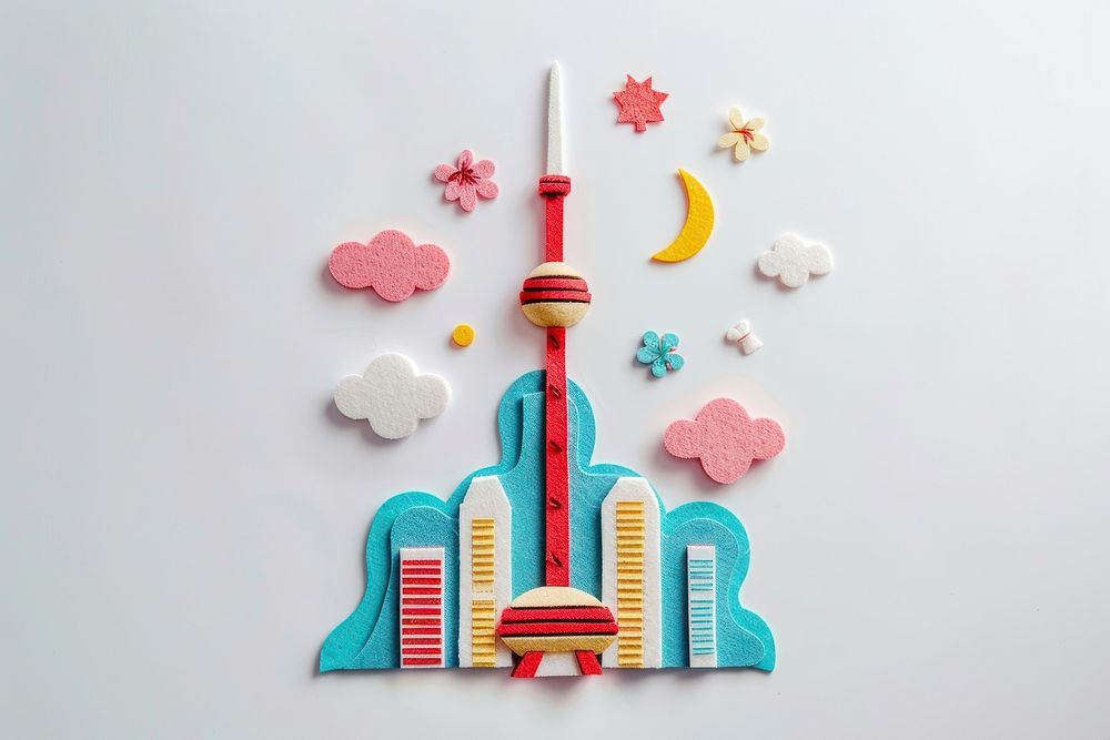 CN tower canada cute felt art craft representation.