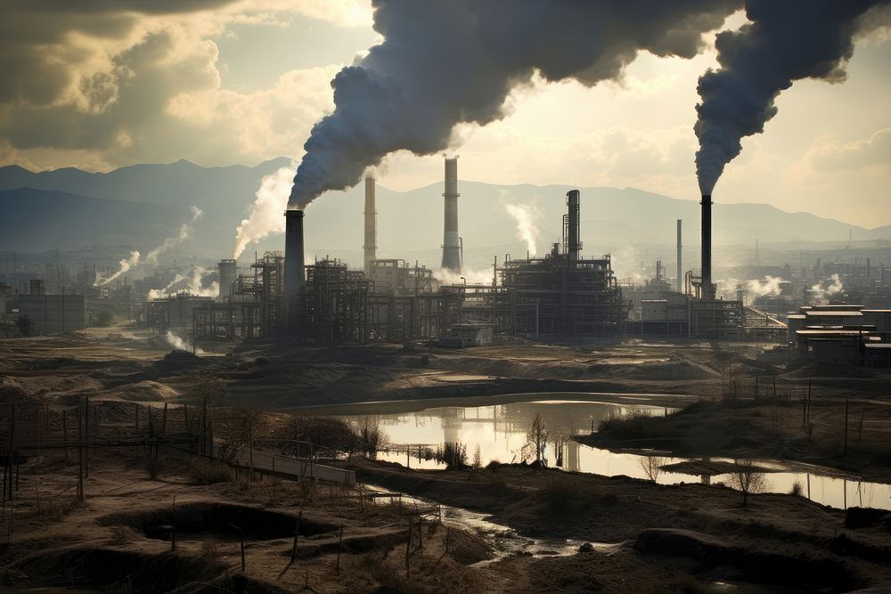 Industrial air pollution management in turkey factory architecture landscape.