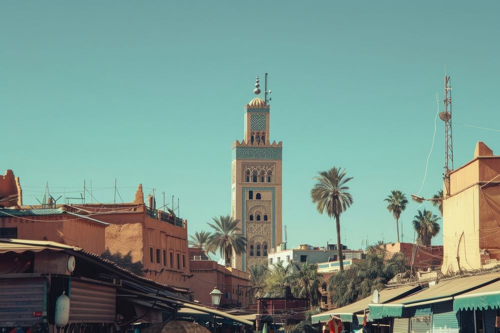 Jemaa el-Fnaa architecture building tower.