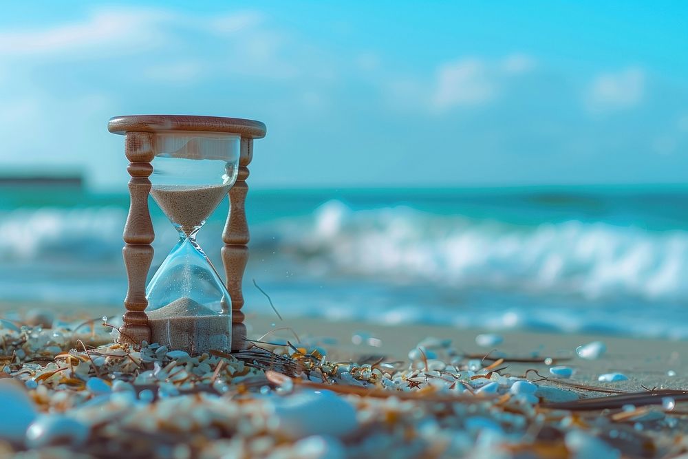 Hourglass outdoors sand tranquility.