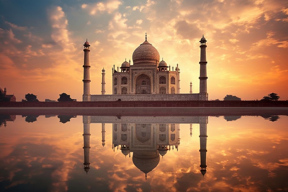 Taj Mahal in India in Ramadan architecture building outdoors.