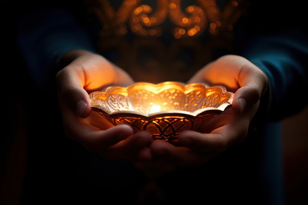 Photography of a ramadan hand illuminated celebration.