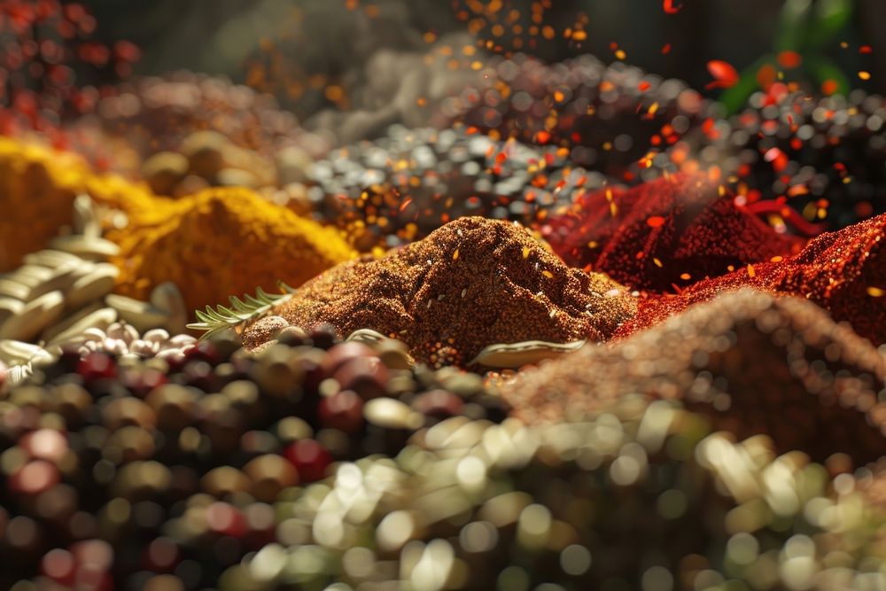 Photography of a realistic of spices ingredient freshness abundance.