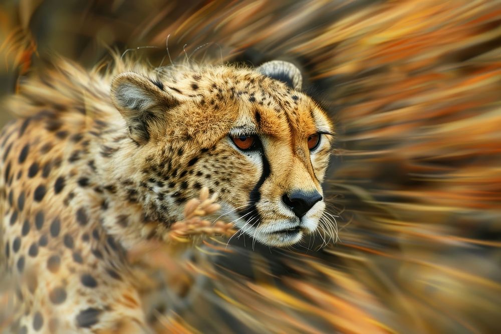 Close-up of wild animals with speed line effect wildlife cheetah mammal.