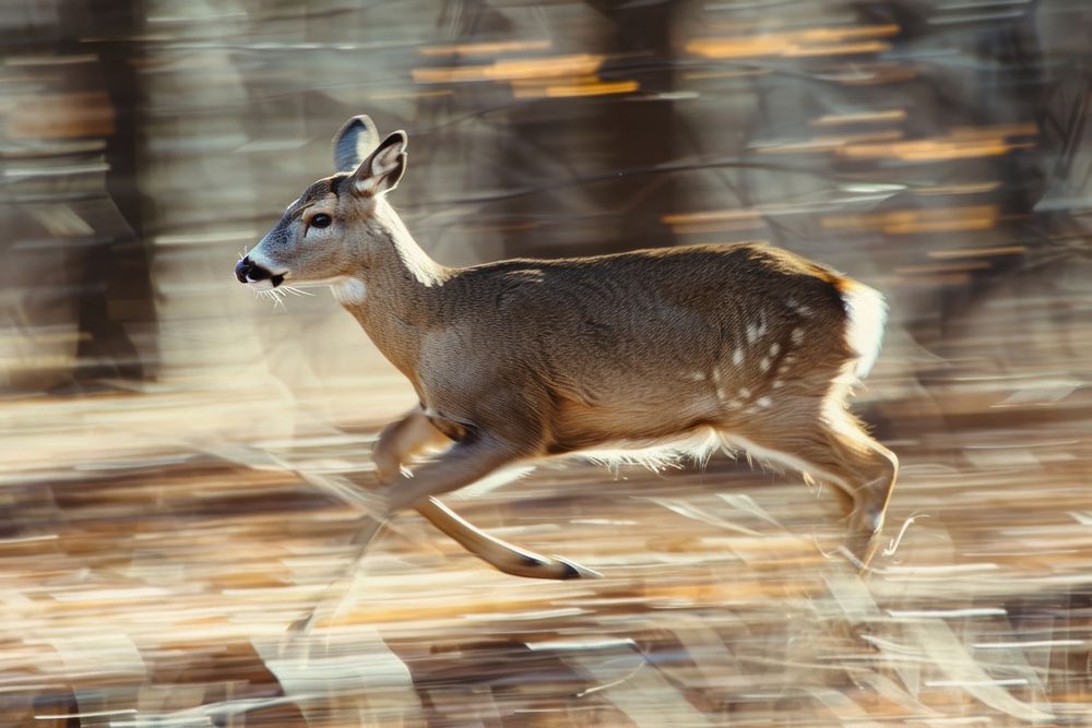 Close-up of deer run with speed line effect wildlife animal mammal.