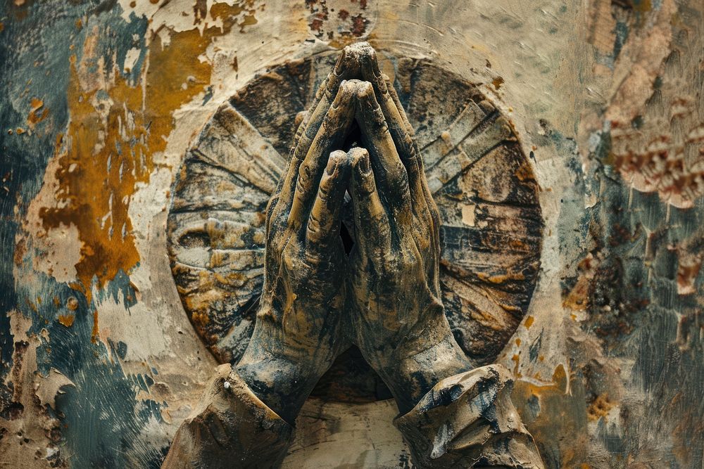 Praying hands art representation architecture.