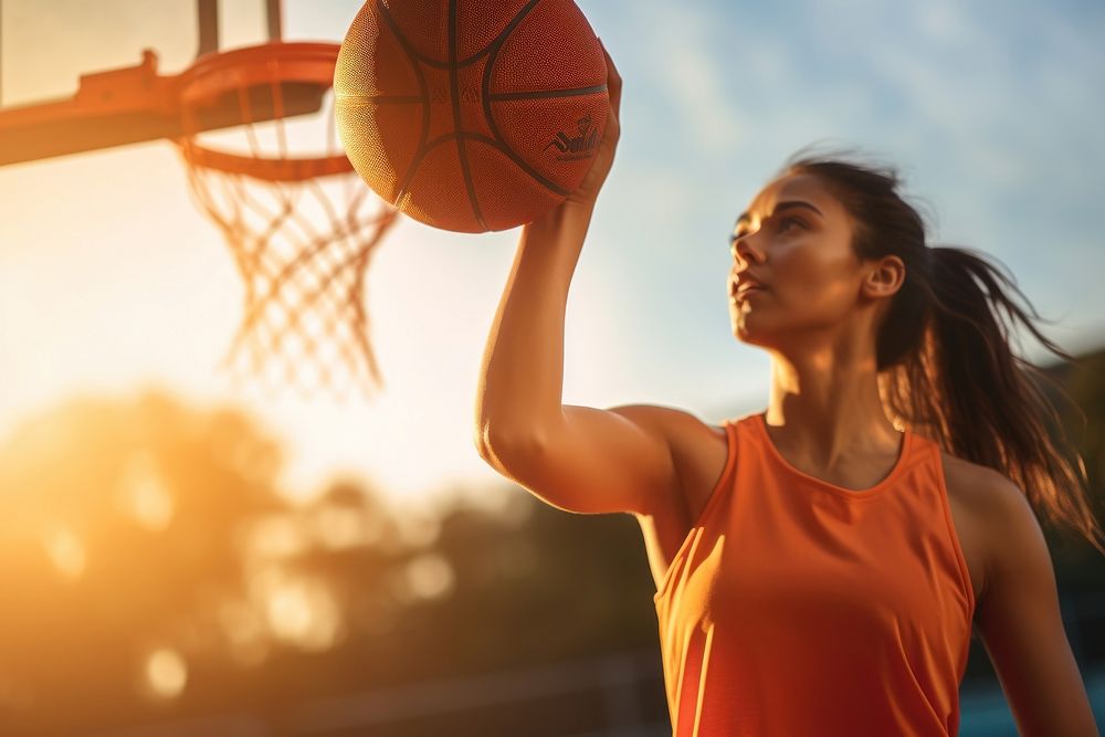 Athlete holding basketball sports portrait athlete.