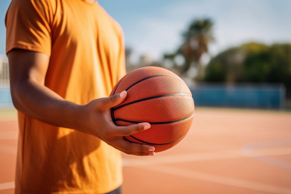 Athlete holding basketball sports outdoors athlete.