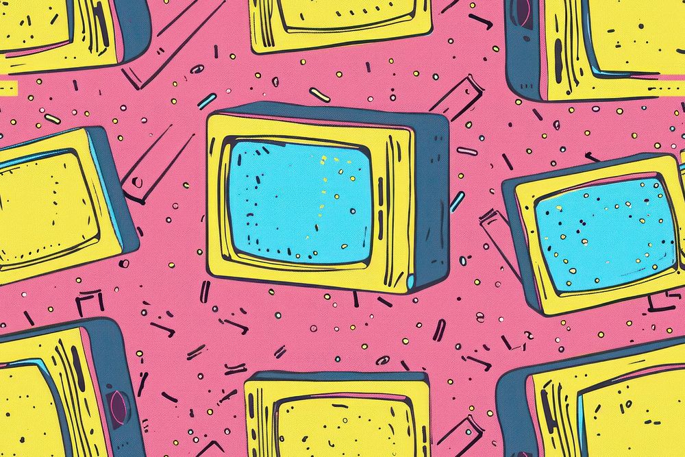 Tv pattern cute Risograph printing backgrounds television electronics.