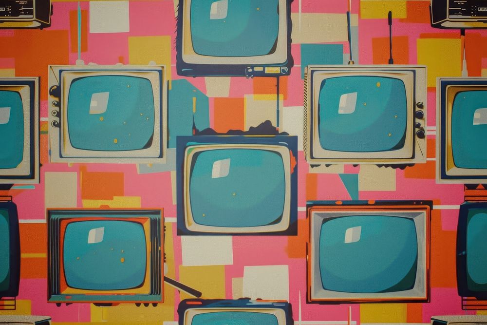 Tv pattern cute Risograph printing backgrounds art electronics.