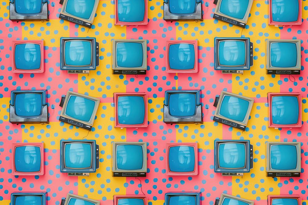 Tv pattern cute Risograph printing backgrounds electronics technology.