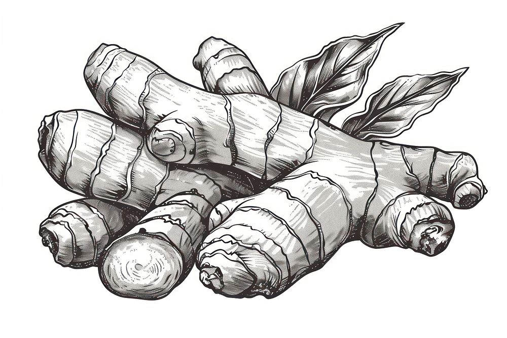 Vector hand drawn Ginger Root drawing sketch ginger.