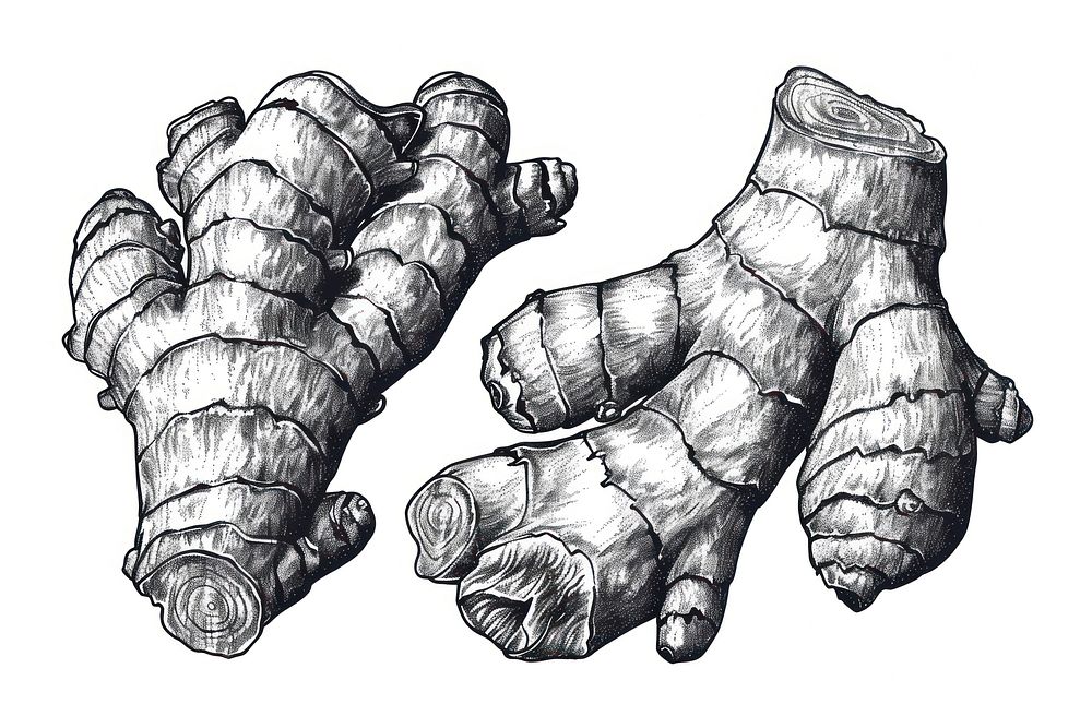 Vector hand drawn Ginger Root drawing sketch ginger.