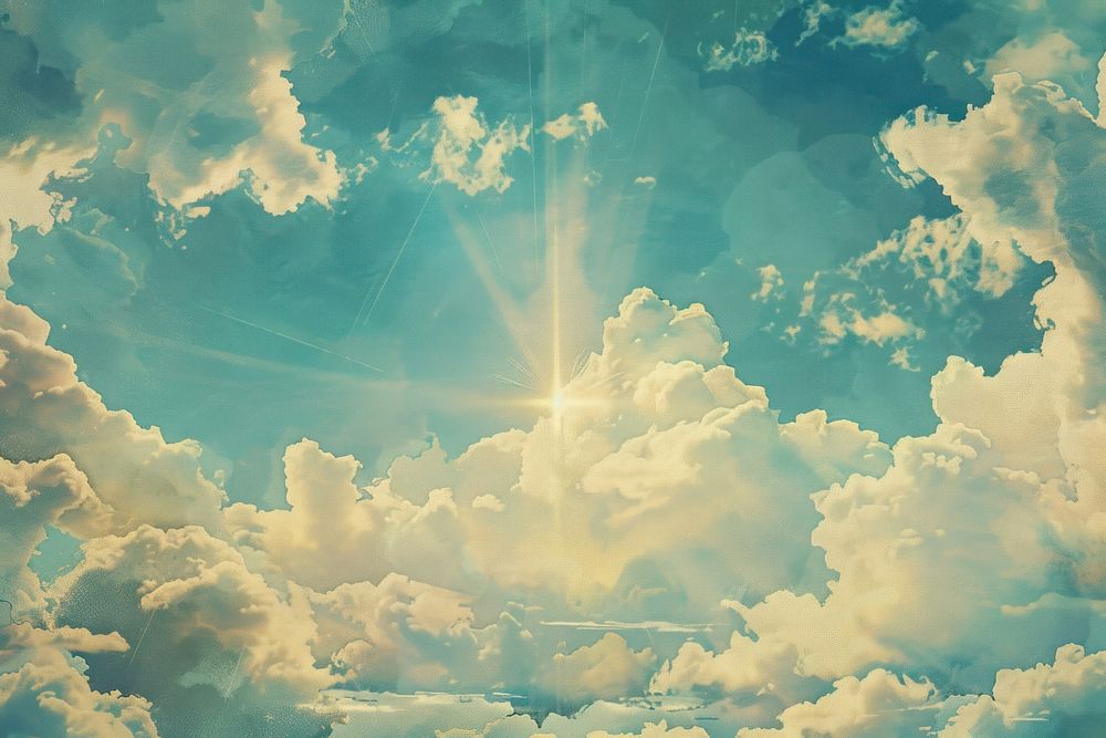 Vintage sky of god illustration backgrounds sunlight outdoors.