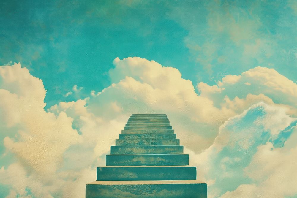 Vintage sky of god illustration architecture backgrounds staircase.