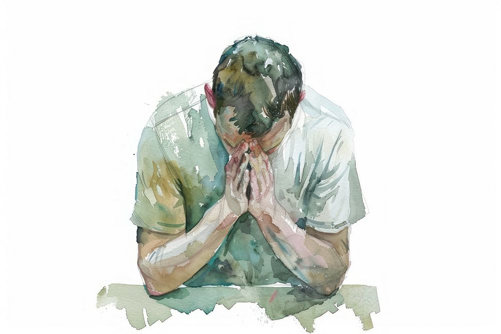 Praying man painting adult art.