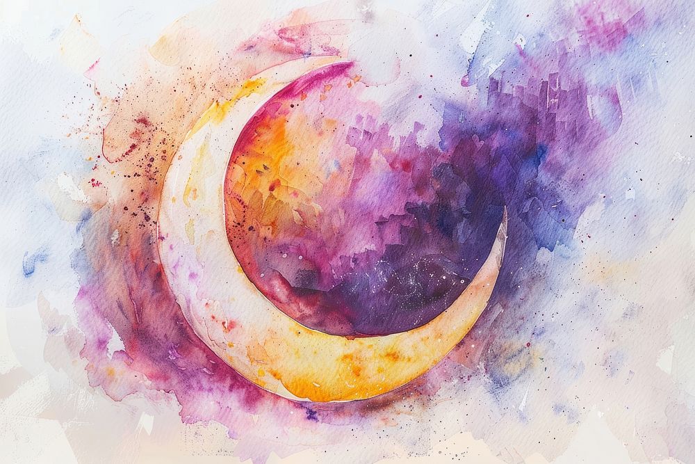 Watercolor illustration of the ramadan moon backgrounds creativity astronomy.