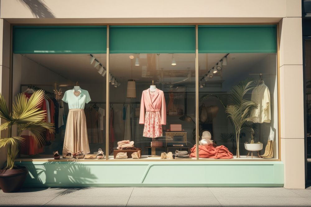 Store window mannequin boutique representation.