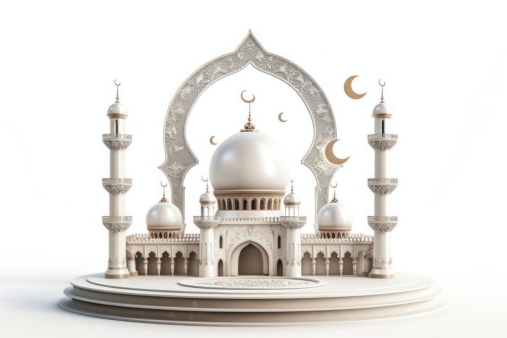 3d illustration white ramadan architecture building dome.