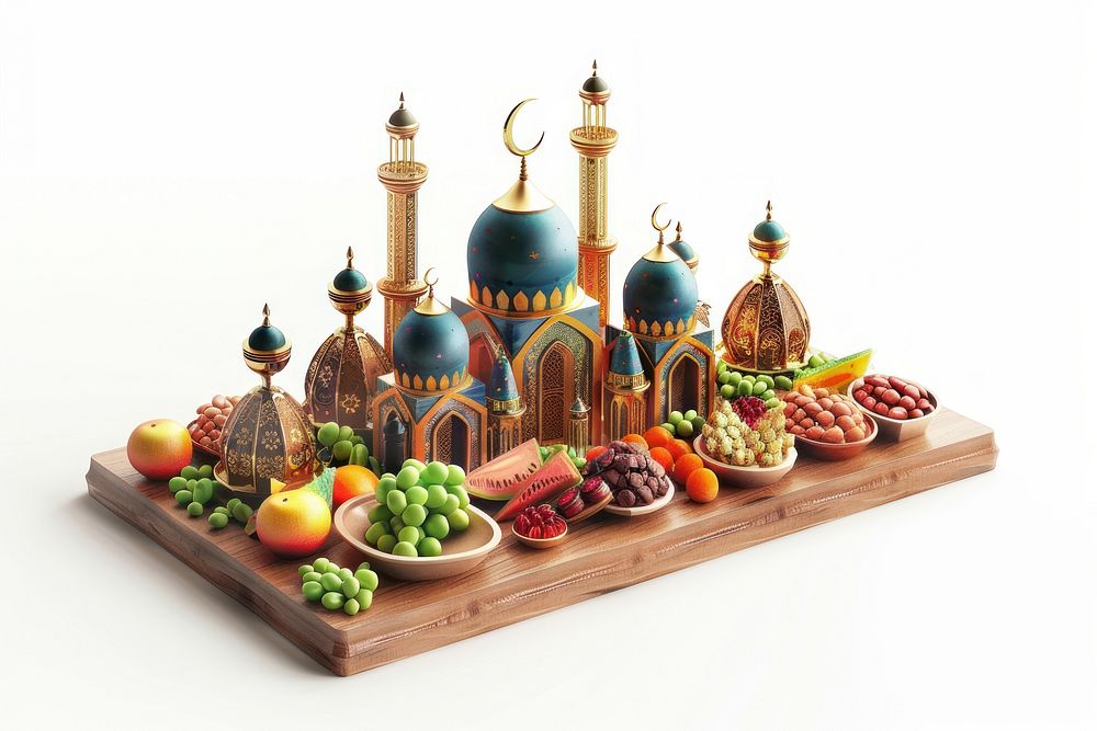 3d illustration ramadan food meal dish.