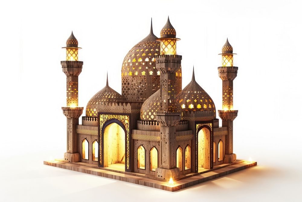 3d illustration ramadan architecture building tower.
