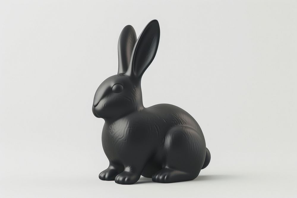 3d render of bunny matte black material animal mammal representation.