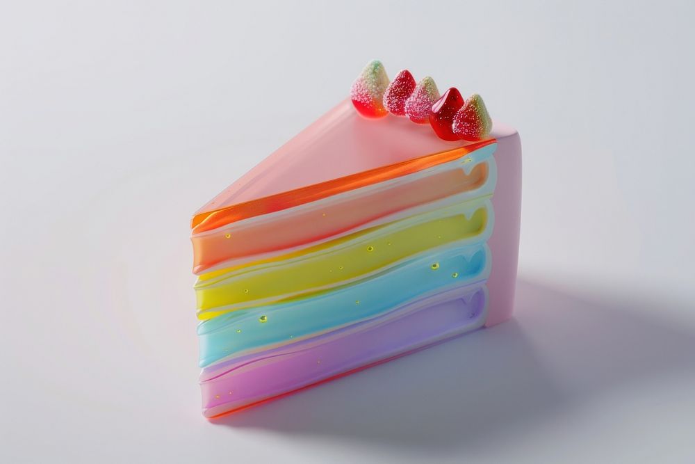 3d render of cake holographic glass color dessert food confectionery.