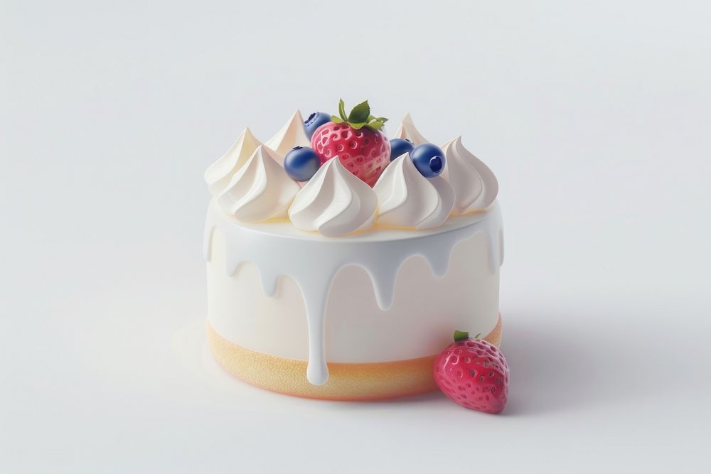 3d render of cake transparent glass dessert cupcake berry.