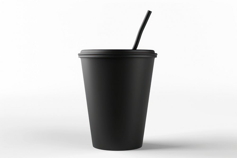 3d render of drink matte black material cup white background refreshment.