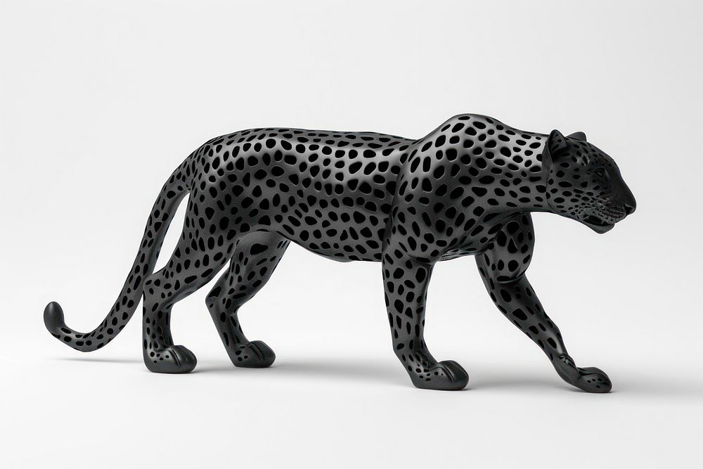 3d render of leopard matte black material wildlife cheetah mammal.