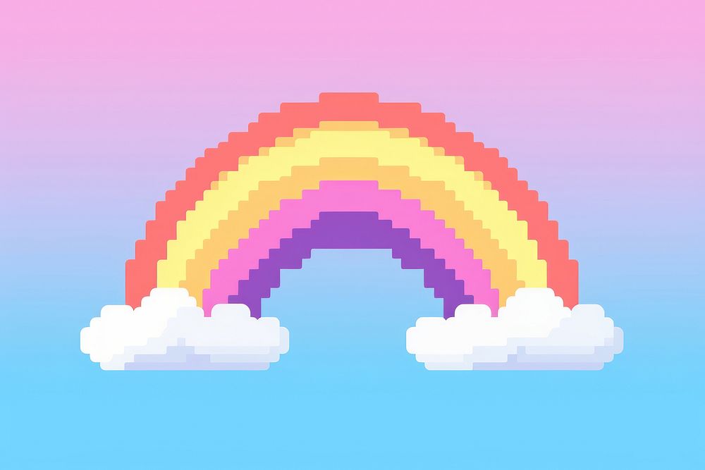 Rainbow pixel backgrounds shape cloud.