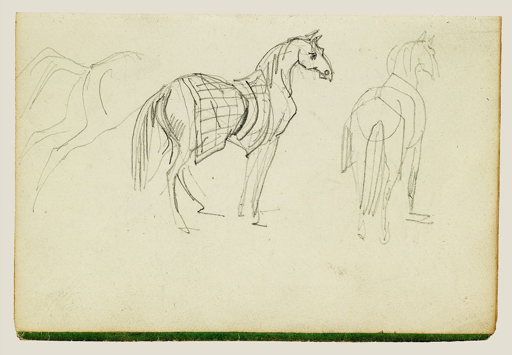 Three horse studies by Théodore Géricault