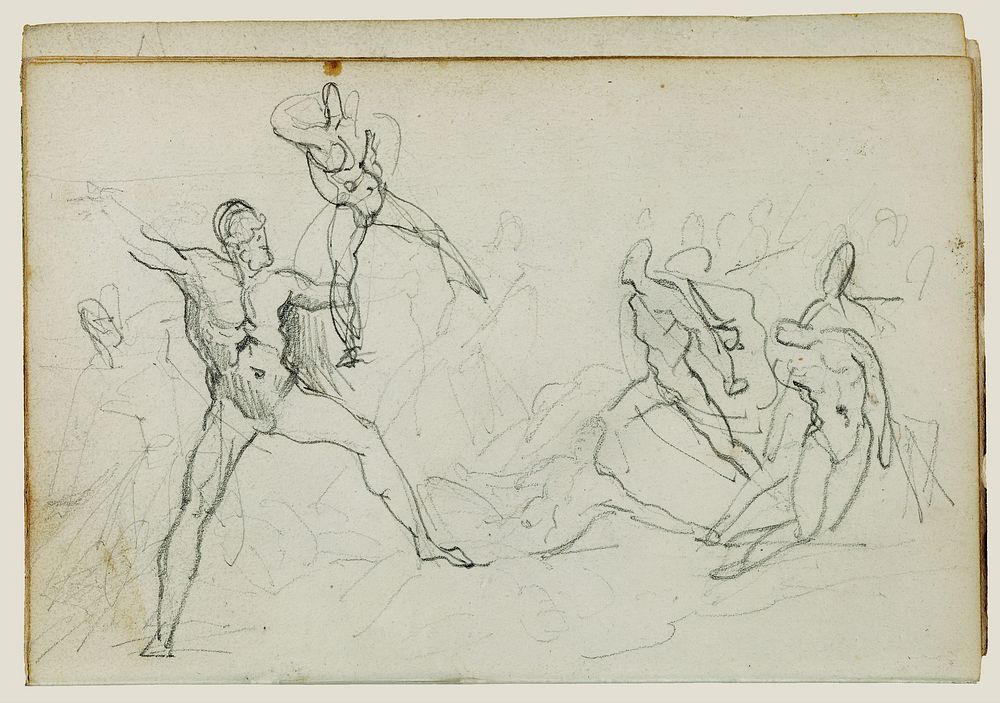Studies of nude men in combat by Théodore Géricault